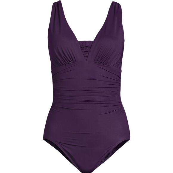 Lands End Purple Slendersuit Grecian Tummy Control One Piece Swimsuit Sz.20W - Picture 3 of 16